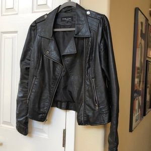 Black Rivet Faux Leather Moto Jacket